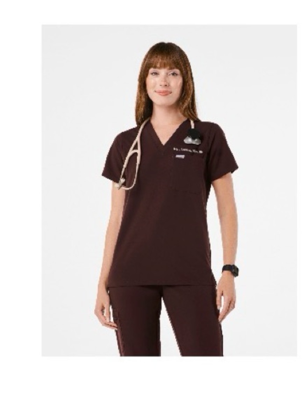 Figs Isabel Wide Leg Pants & Catarina One Pocket Scrub Top - Espresso - Picture 2 of 2